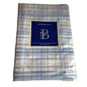 Newbridge Vinyl Tablecloth Flannel Backing 60x84 Oblong Newport Plaid Blue NEW